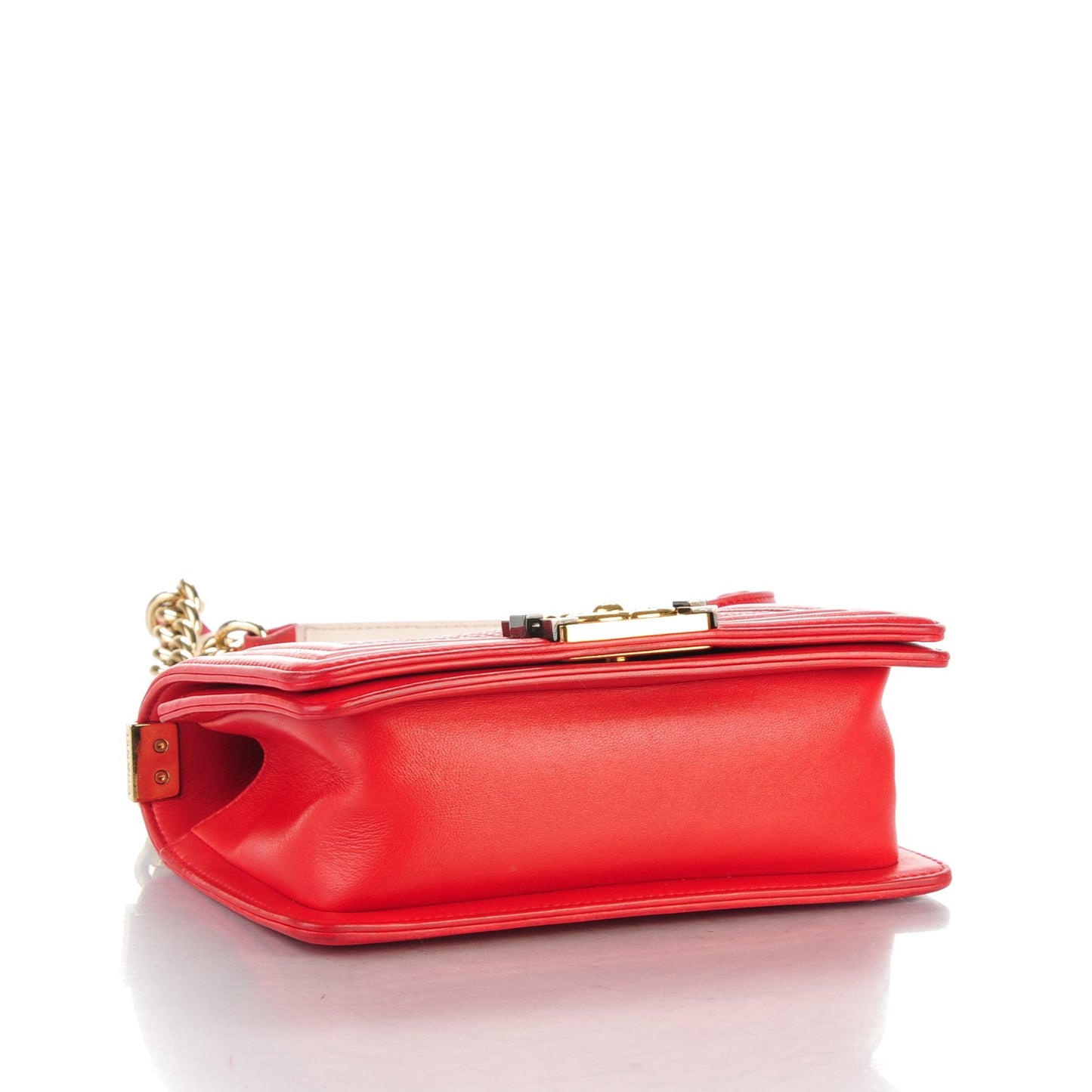 Lambskin Embossed Small Cube Boy Flap Red