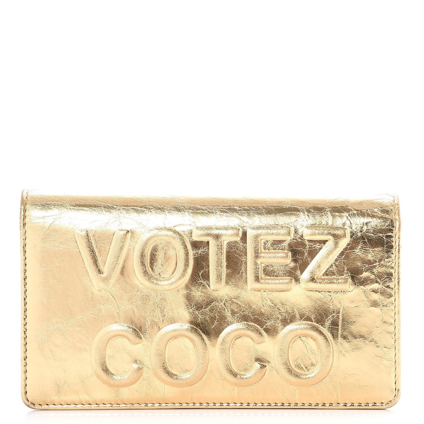 Metallic Calfskin Votez Coco Yen Wallet Gold