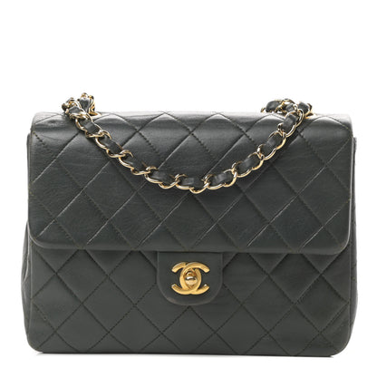 Chanel Lambskin Quilted Mini Square Flap Dark Green 1 of 11