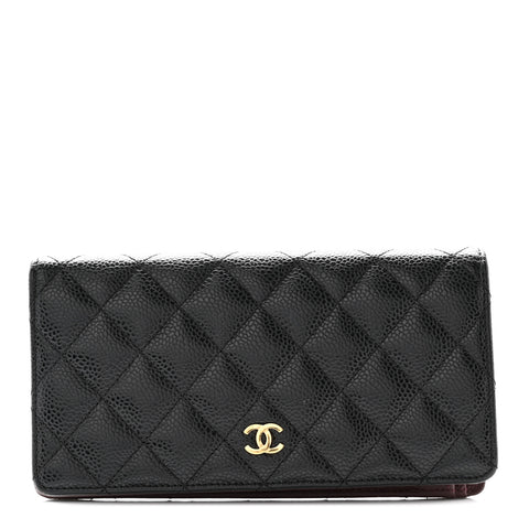 Caviar Quilted Yen Wallet Black