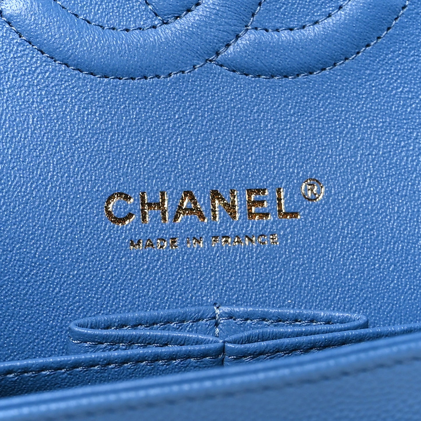 Caviar Quilted Medium Double Flap Blue