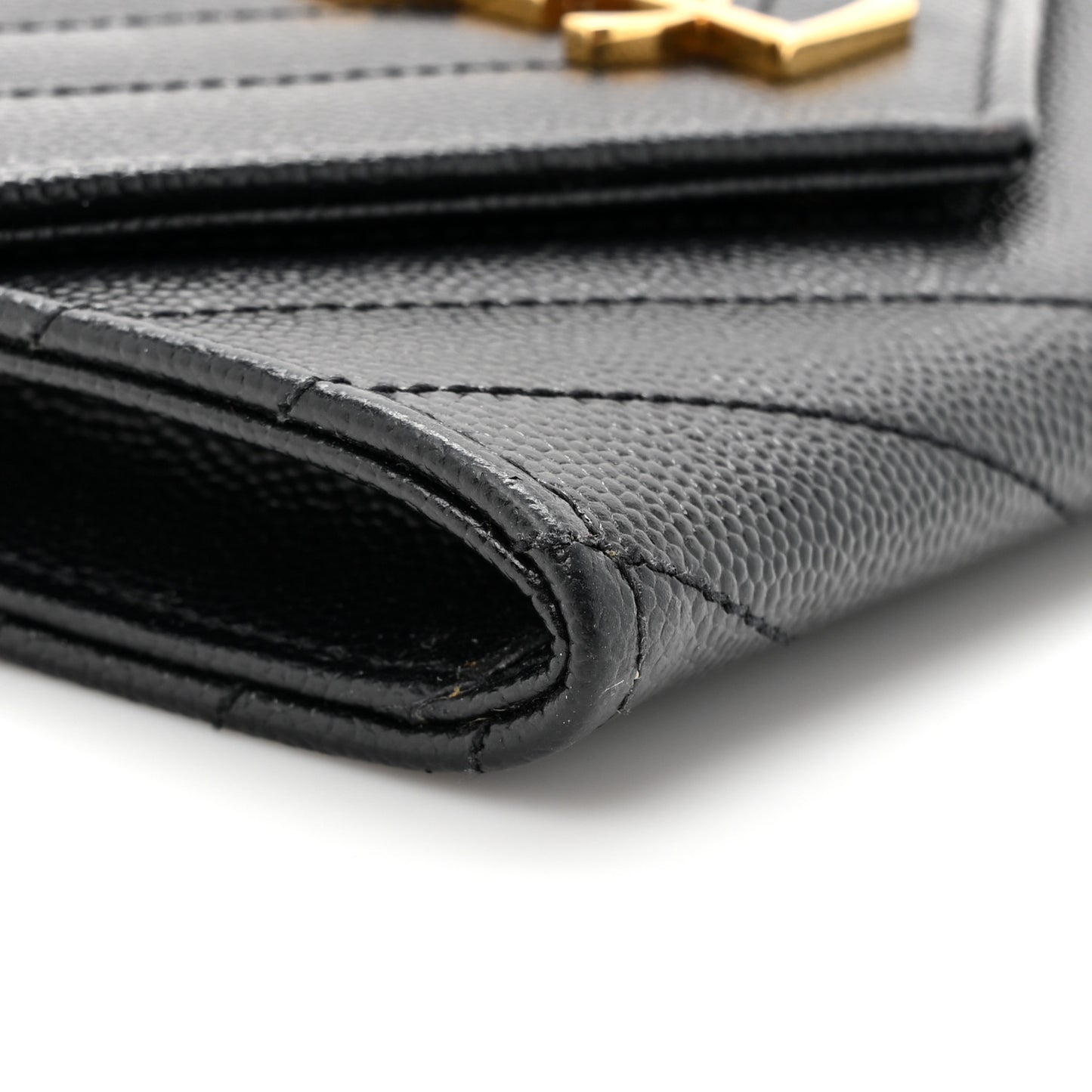Grain De Poudre Matelasse Chevron Small Monogram Envelope Wallet Black