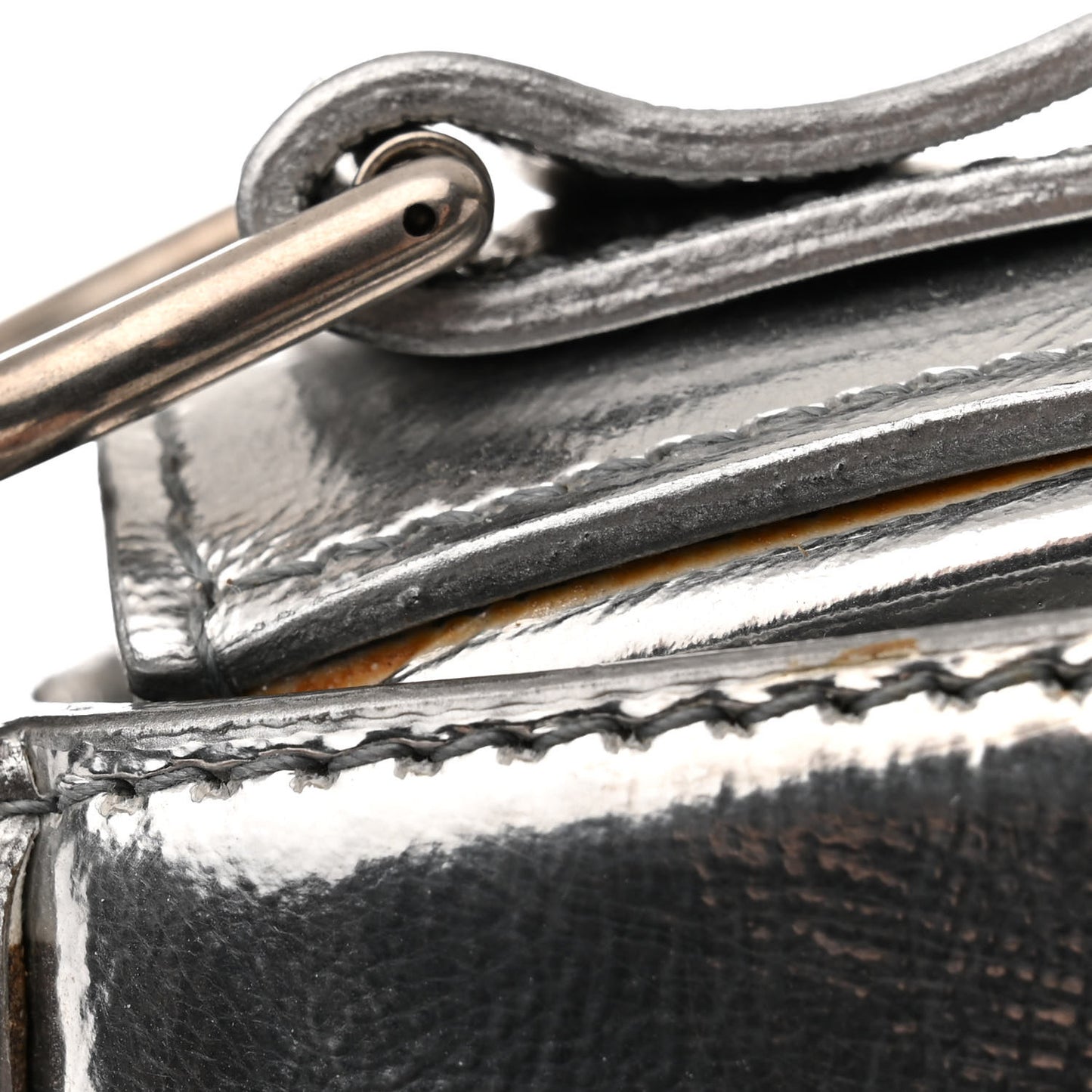 Smooth Metallic Calfskin Large Lindsay Shoulder Bag Silver