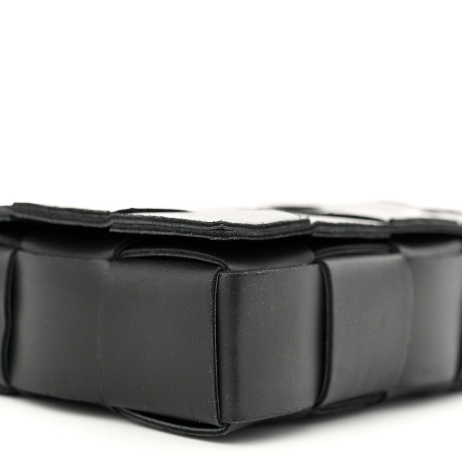 Bottega Veneta Lambskin Maxi Intreccio Small Cassette Crossbody Bag Black 9 of 10