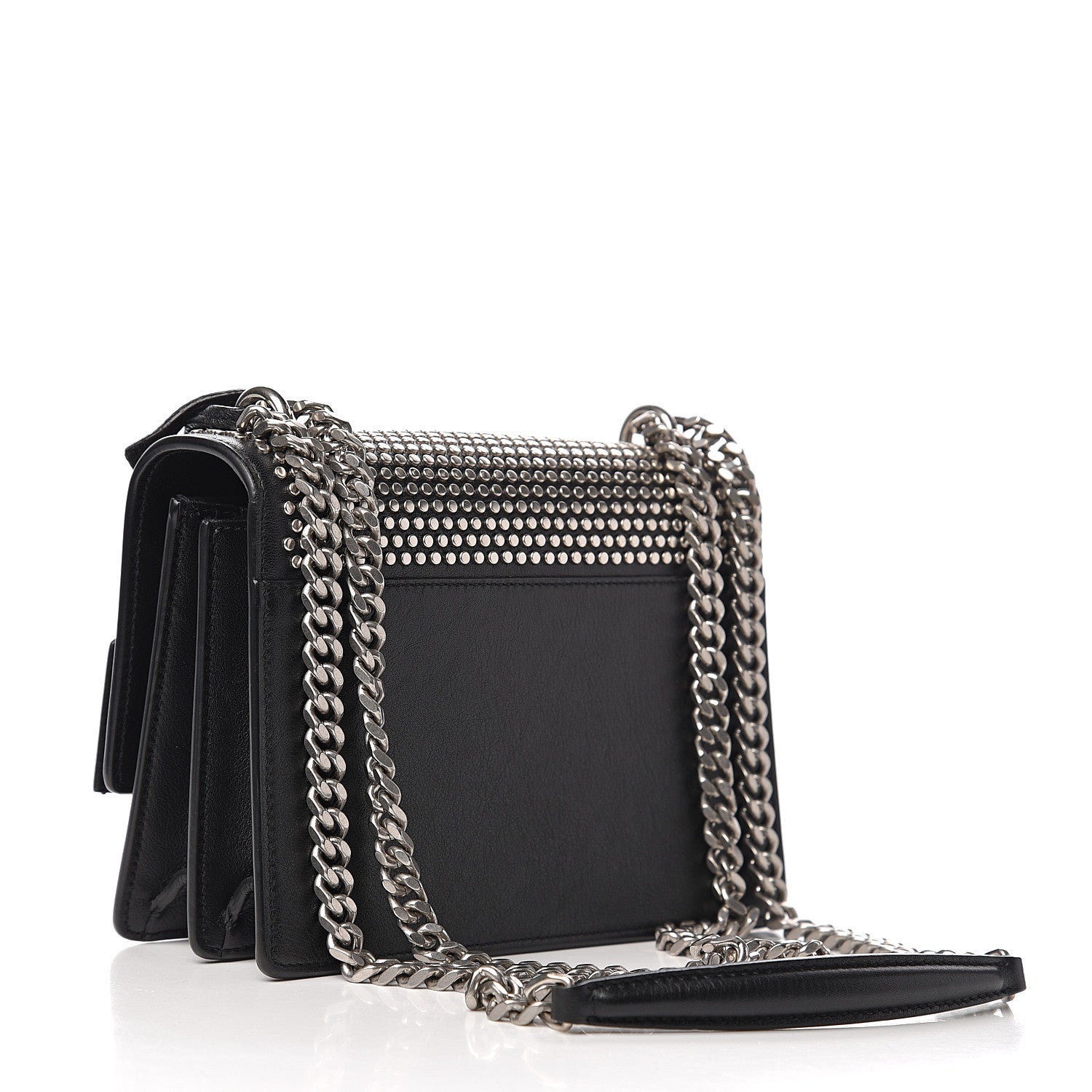 Saint Laurent Calfskin Studded Small Monogram Sunset Black 2 of 12