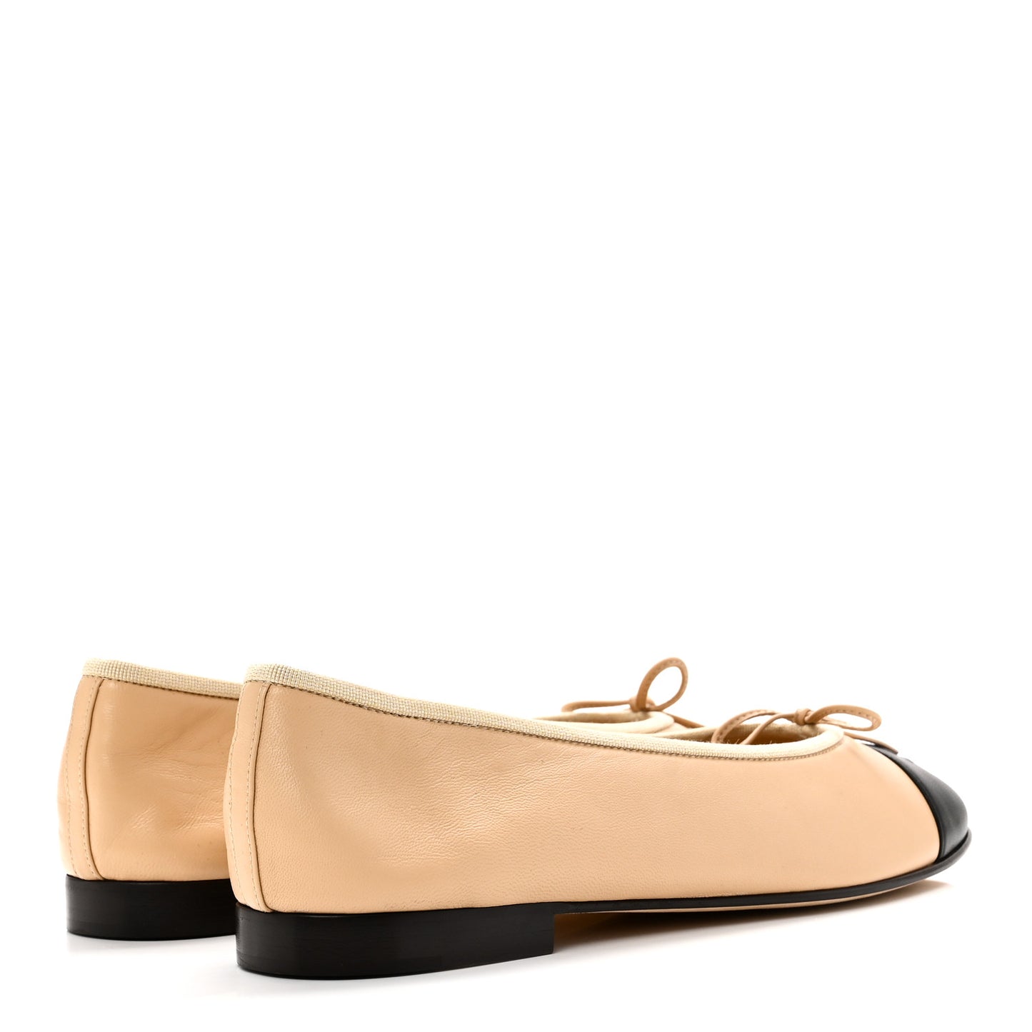Lambskin Cap Toe CC Ballerina Flats 41.5 Beige Black