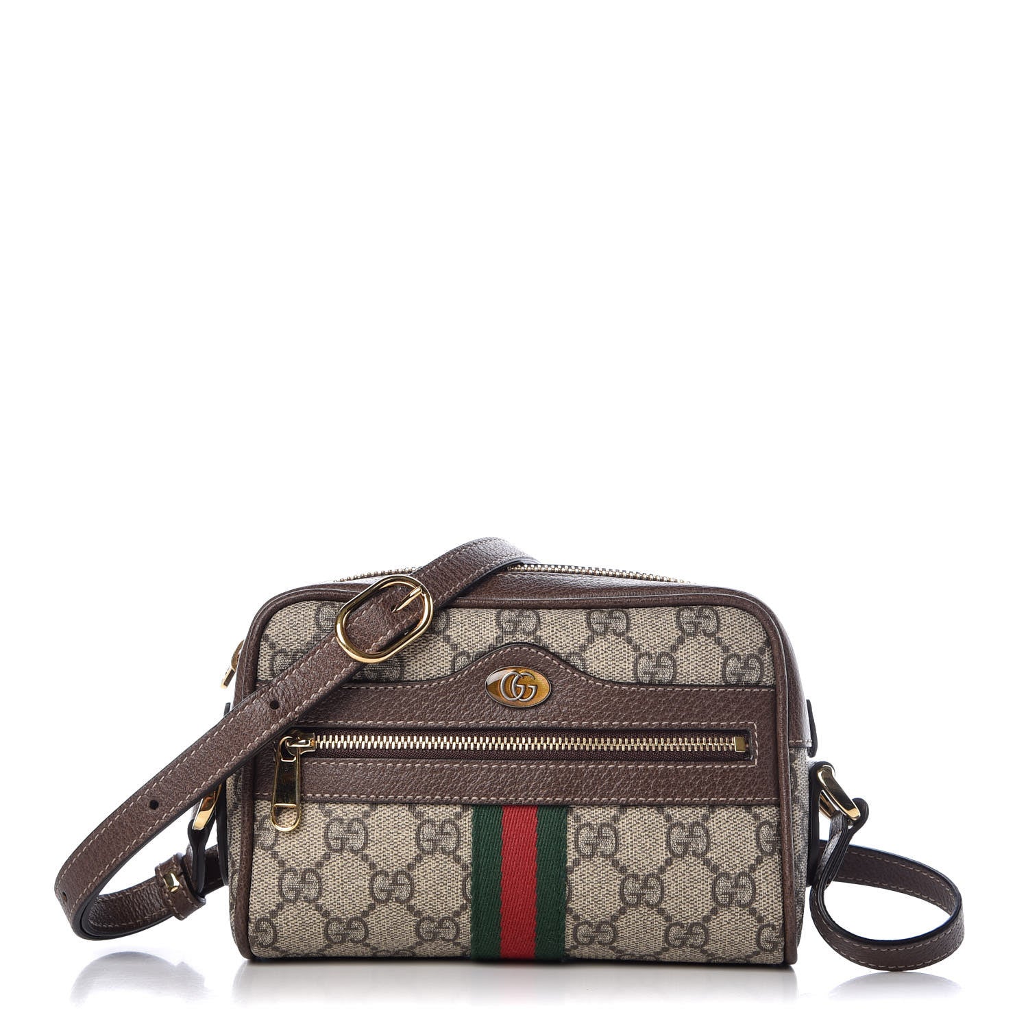 Gucci GG Supreme Monogram Web Mini Ophidia Shoulder Bag Brown 1 of 8