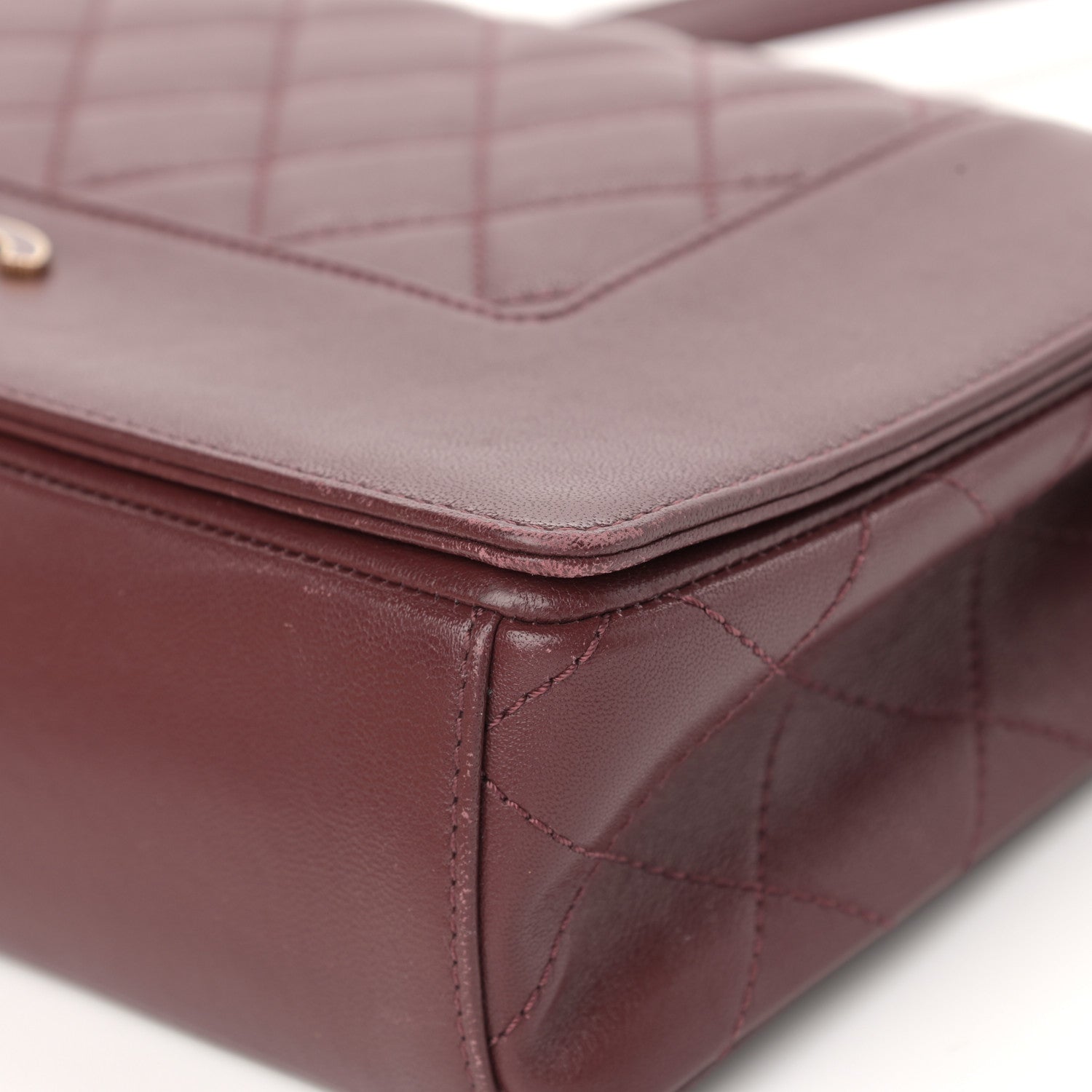 Chanel Sheepskin Quilted Vintage Mademoiselle Flap Dark Red 10 of 20