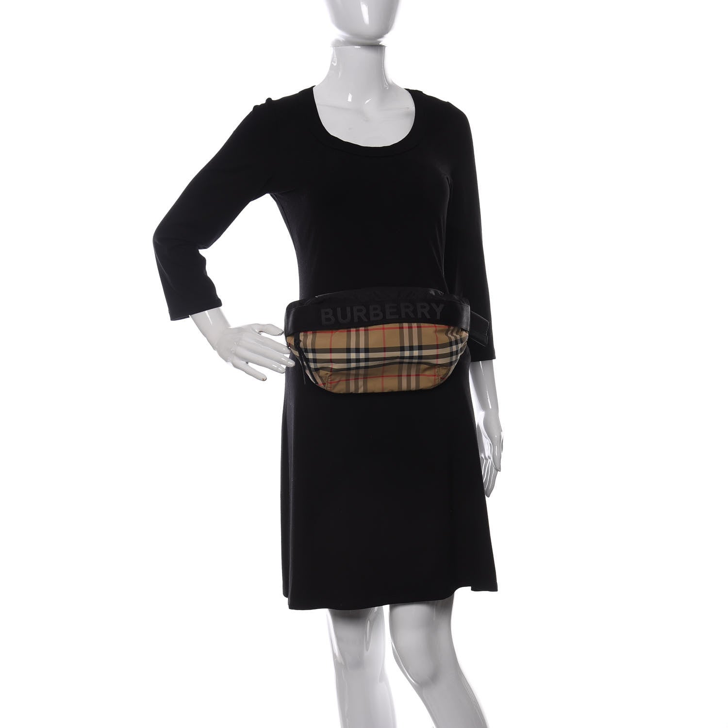 Burberry Nylon Vintage Check Sonny Bum Bag Archive Beige Black 2 of 10