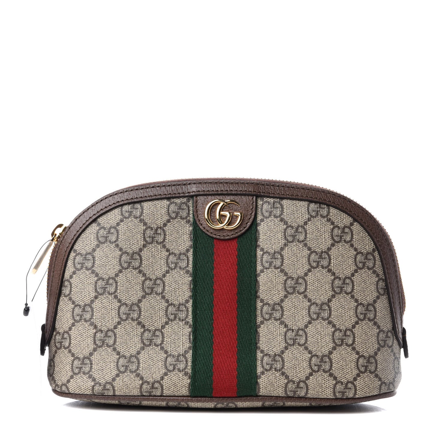 GG Supreme Monogram Textured Calfskin Web Large Ophidia Cosmetic Case Beige Ebony New Acero