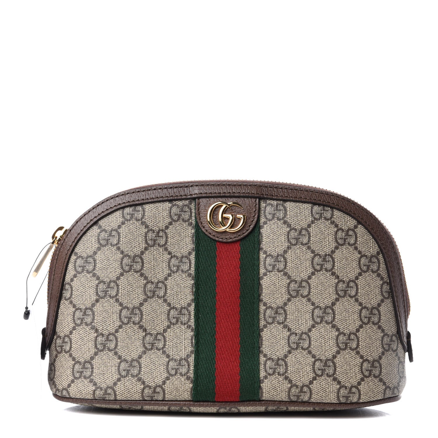 Gucci GG Supreme Monogram Textured Calfskin Web Large Ophidia Cosmetic Case Beige Ebony New Acero 1 of 7