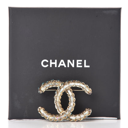 Chanel Iridescent Crystal CC Brooch Blue Gold 6 of 6