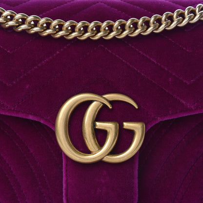 Gucci Velvet Matelasse Small GG Marmont Shoulder Bag Fuchsia Violet Cyclamen 18 of 18