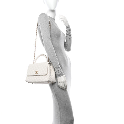 Chanel Caviar Quilted Small Chain Coco Handle Flap White 2 of 13