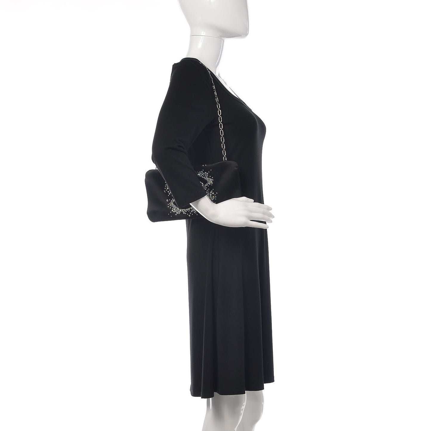Satin Diamante Evening Clutch Bag Black