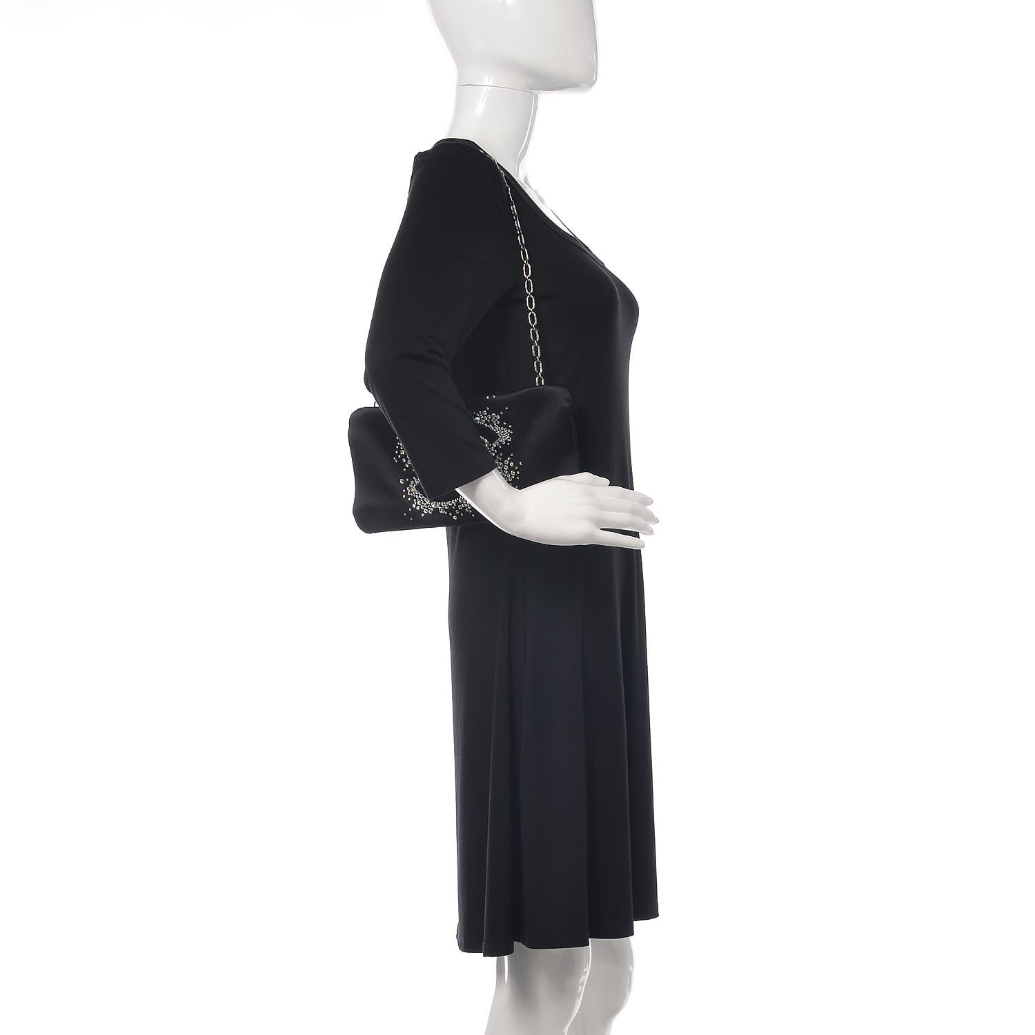 Chanel Satin Diamante Evening Clutch Bag Black 2 of 14