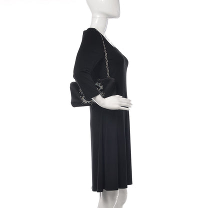 Chanel Satin Diamante Evening Clutch Bag Black 2 of 14