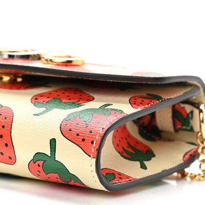 Gucci Calfskin Strawberry Print Mini Zumi Shoulder Bag Ivory Red 9 of 9