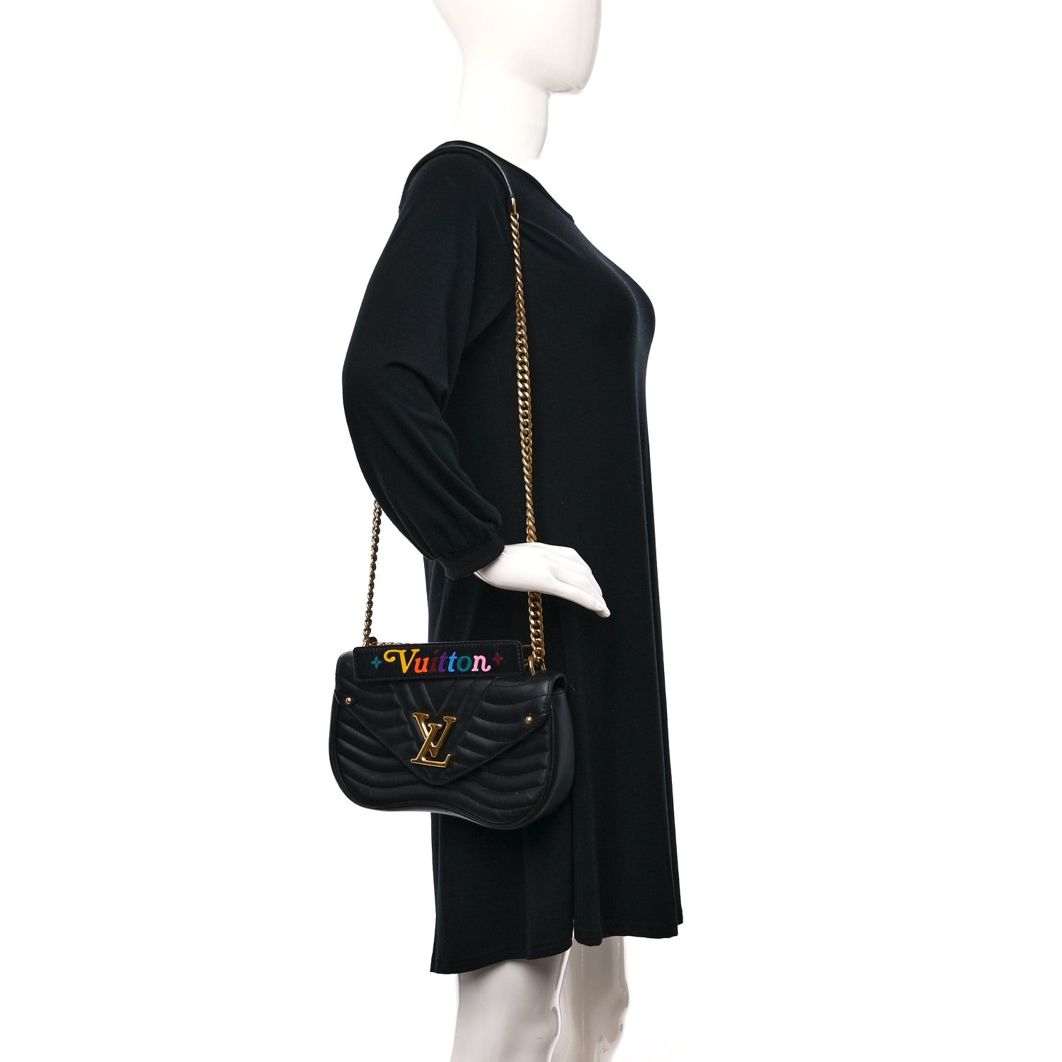 Louis Vuitton Calfskin New Wave Chain MM Black 2 of 8