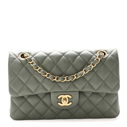 Chanel Iridescent Caviar Quilted Small Double Flap Green 1 of 10