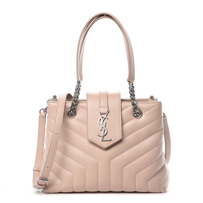 Saint Laurent Calfskin Y Quilted Monogram Small Loulou Shopper Marble Pink 1 of 12