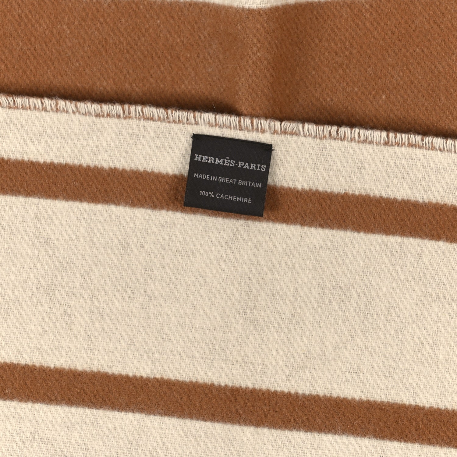 Hermes Cashmere Casaque Pile Ou Face Muffler Vigogne Ivoire 3 of 3