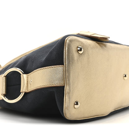 Saint Laurent Metallic Calfskin Canvas Large Muse Black Gold 11 of 12