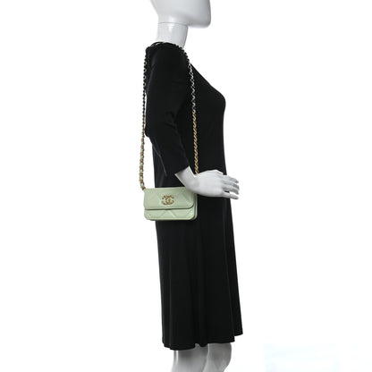 Chanel Lambskin Quilted Chanel 19 Clutch With Chain Light Green 2 of 13
