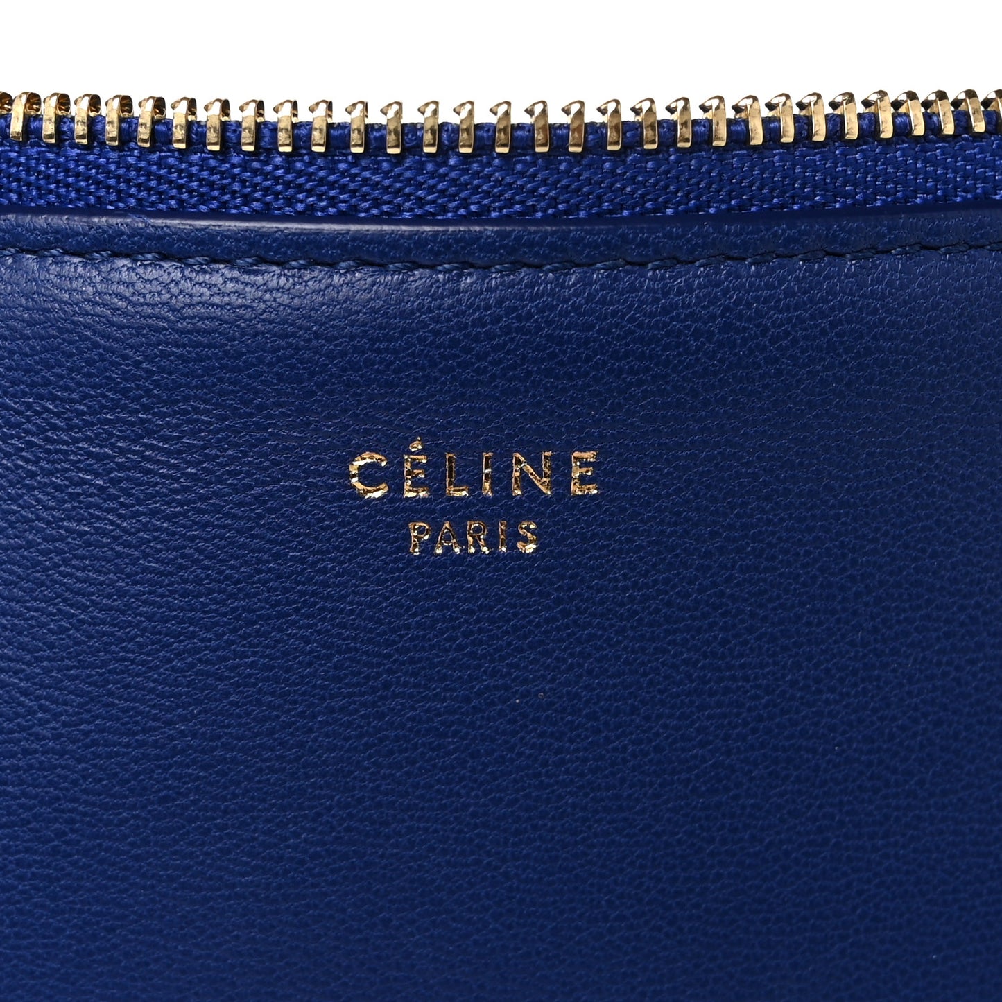 Smooth Lambskin Bi-Color Solo Clutch Pouch Royal Blue Khaki