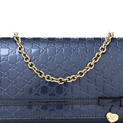 Gucci Metallic Patent Microguccissima Signature Chain Wallet Navy 9 of 12