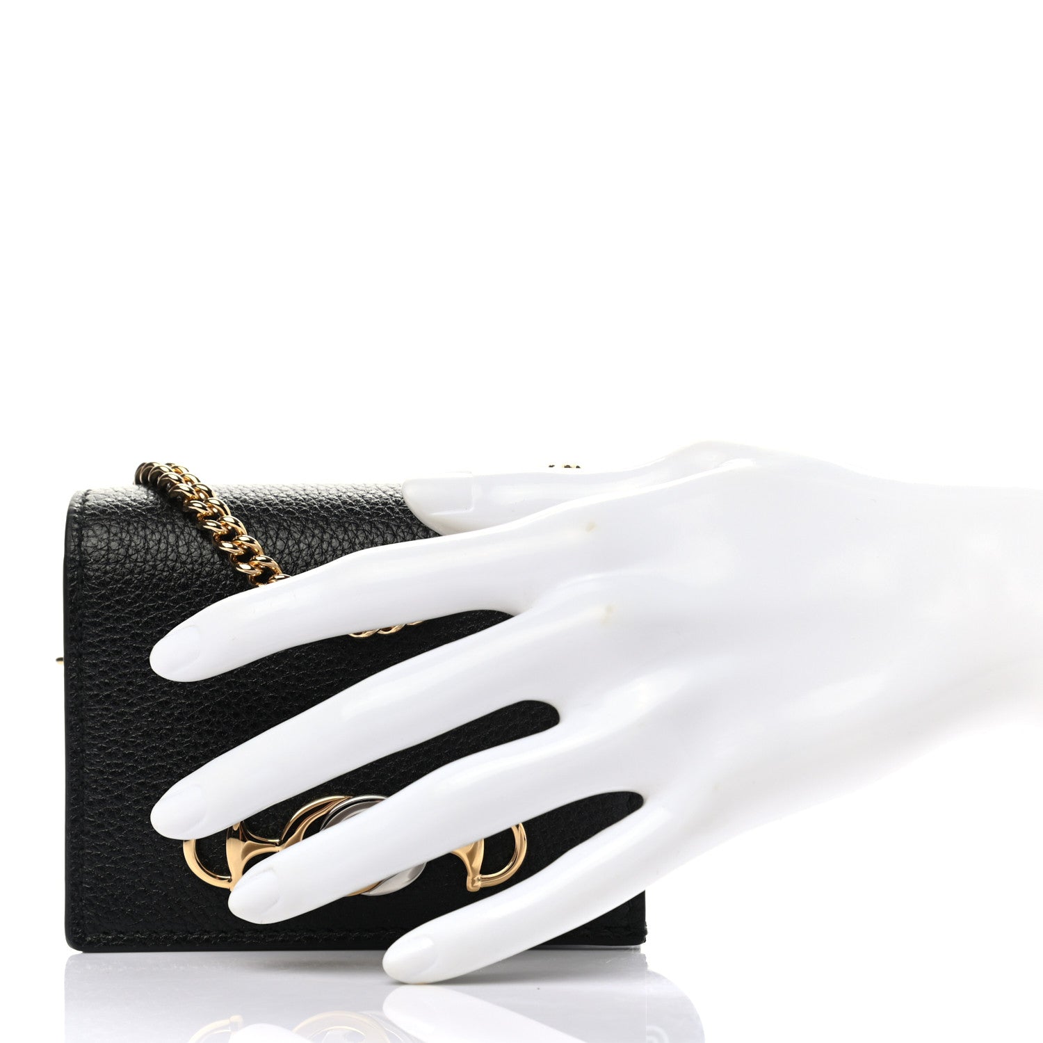 Gucci Grainy Calfskin Zumi Chain Card Case Wallet Black 2 of 7