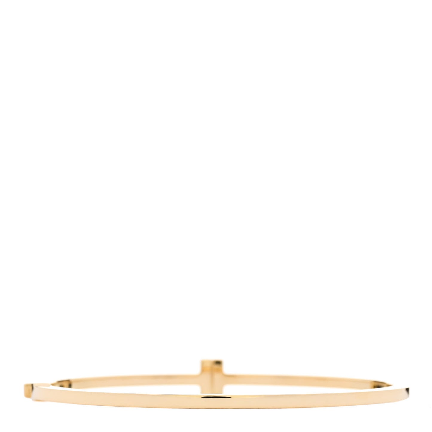 18K Yellow Gold Diamond T Hinged Wire Bangle Bracelet