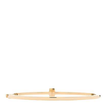 Tiffany 18K Yellow Gold Diamond T Hinged Wire Bangle Bracelet 2 of 4