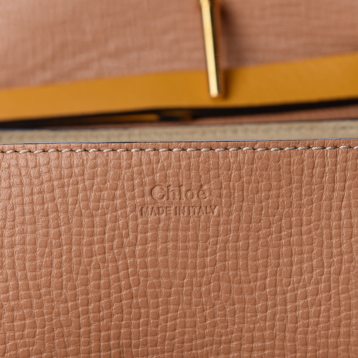 Grained Calfskin Lambskin Bi-Color Drew Shoulder Bag Wet Sand Sunflower