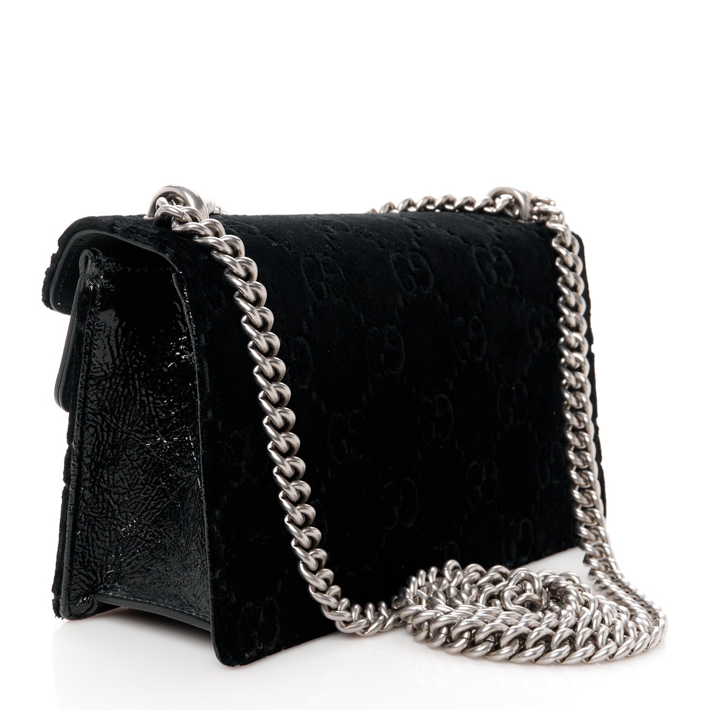 Velvet Skipper Crystal GG Monogram Small Dionysus Shoulder Bag Black Black Diamond