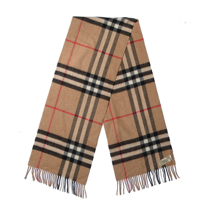 Burberry Cashmere Giant Check Fringe Scarf Camel 3 of 7