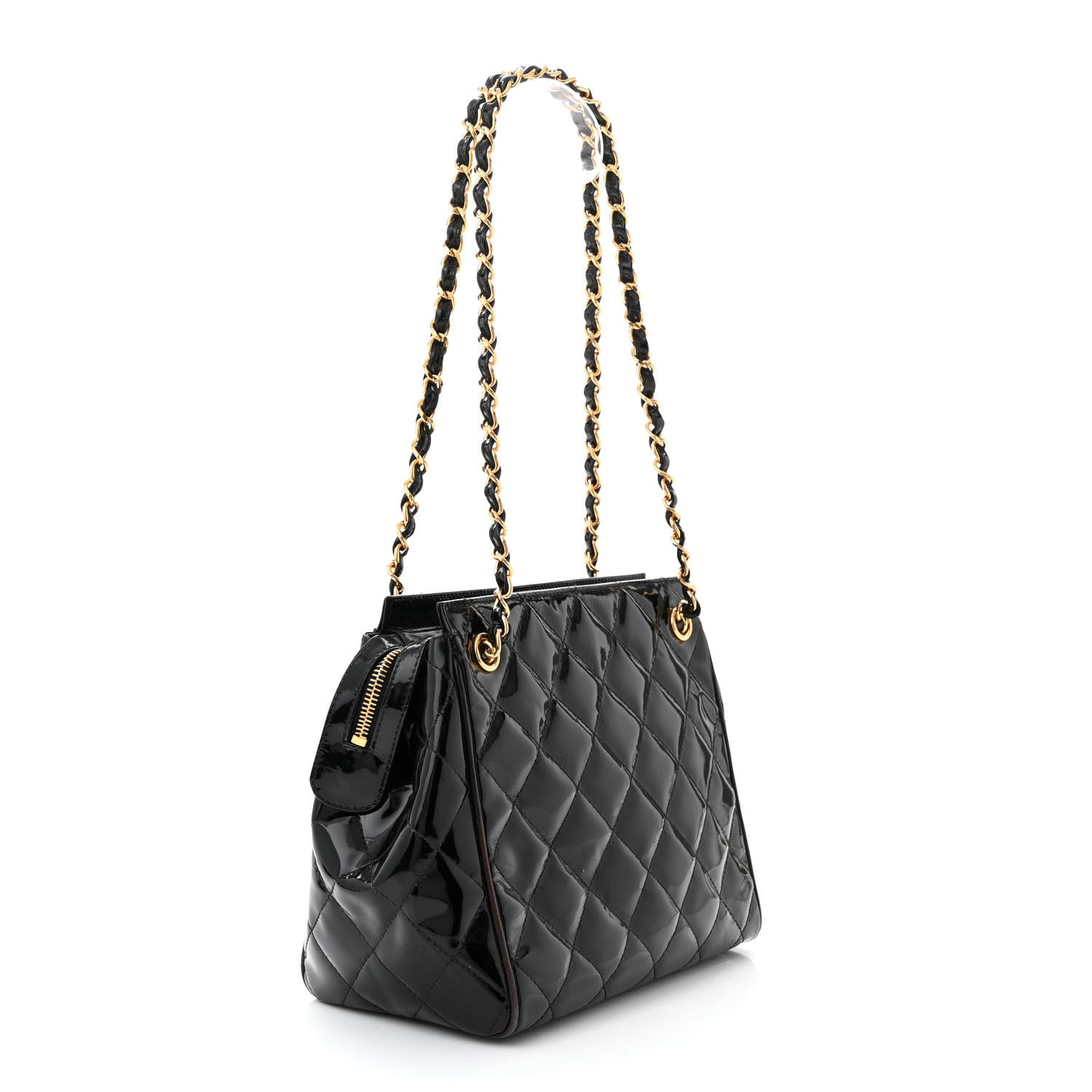 Chanel Patent Quilted CC Shoulder Bag Black 3 of 13