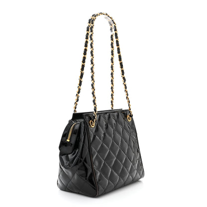 Chanel Patent Quilted CC Shoulder Bag Black 3 of 13