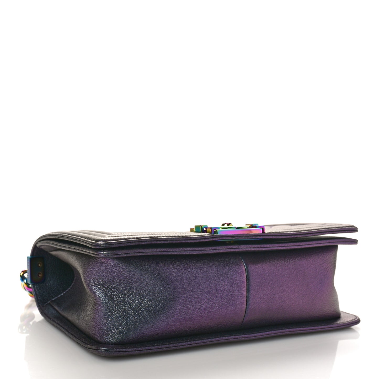 Iridescent Goatskin Quilted Medium Boy Flap Purple