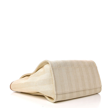 Chanel Straw Raffia Calfskin Striped Medium Deauville Tote Beige 3 of 9