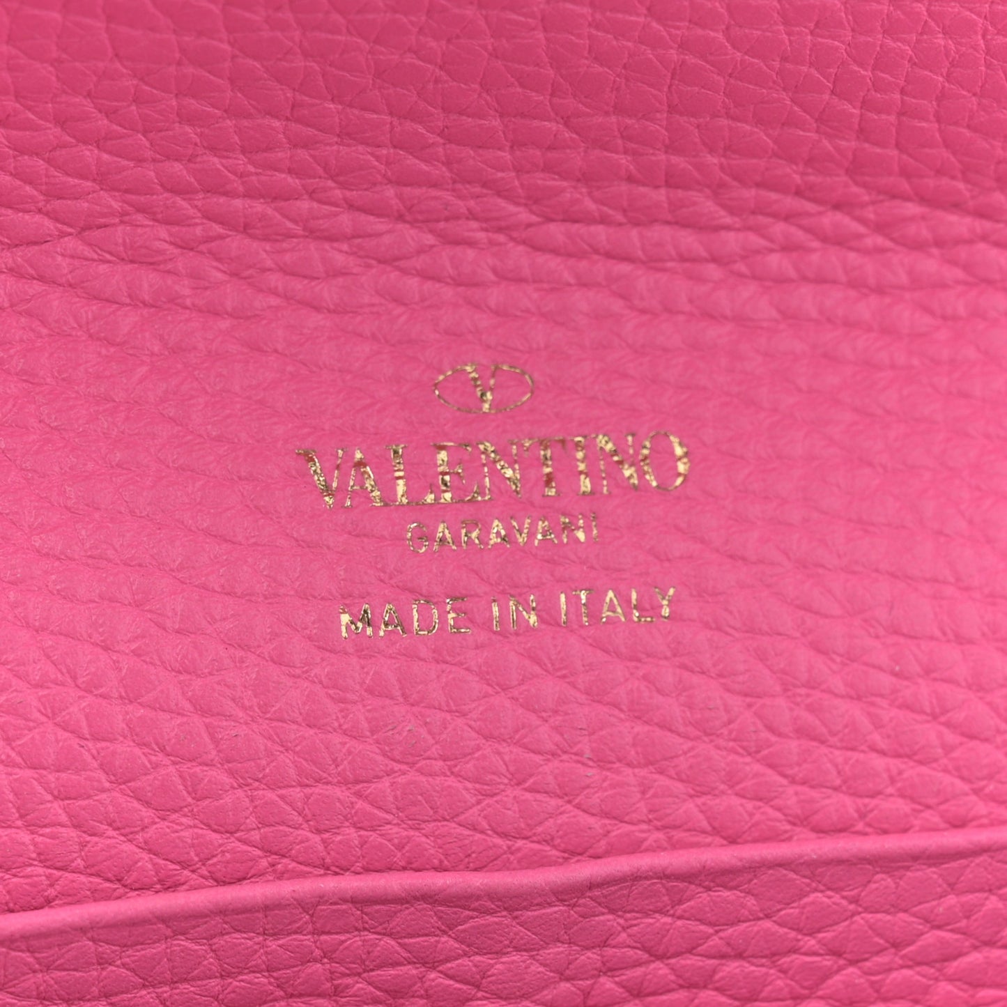 Pebbled Calfskin Rockstud Flip Lock Wallet On Chain Feminine Pink