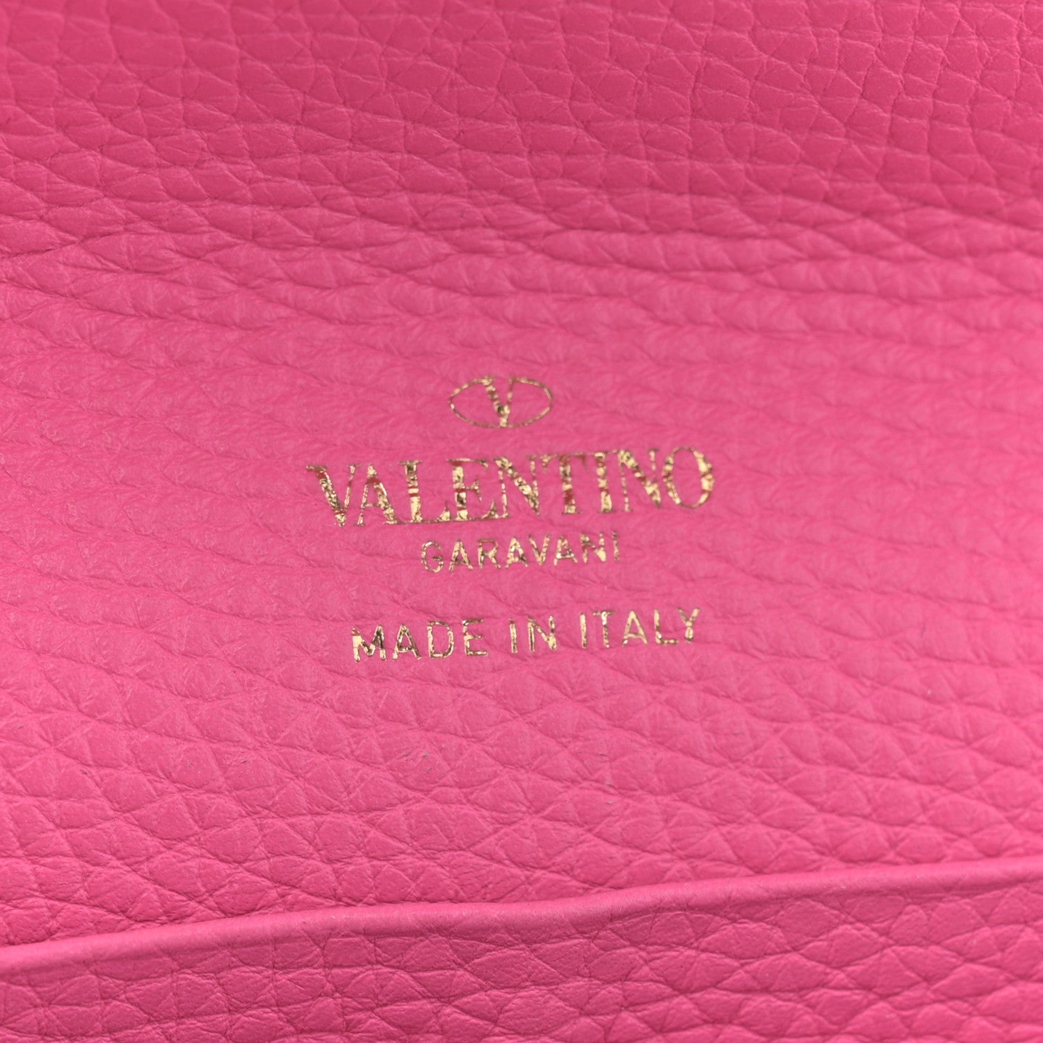 Valentino Garavani Pebbled Calfskin Rockstud Flip Lock Wallet On Chain Feminine Pink 6 of 11