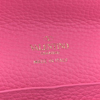 Valentino Garavani Pebbled Calfskin Rockstud Flip Lock Wallet On Chain Feminine Pink 6 of 11