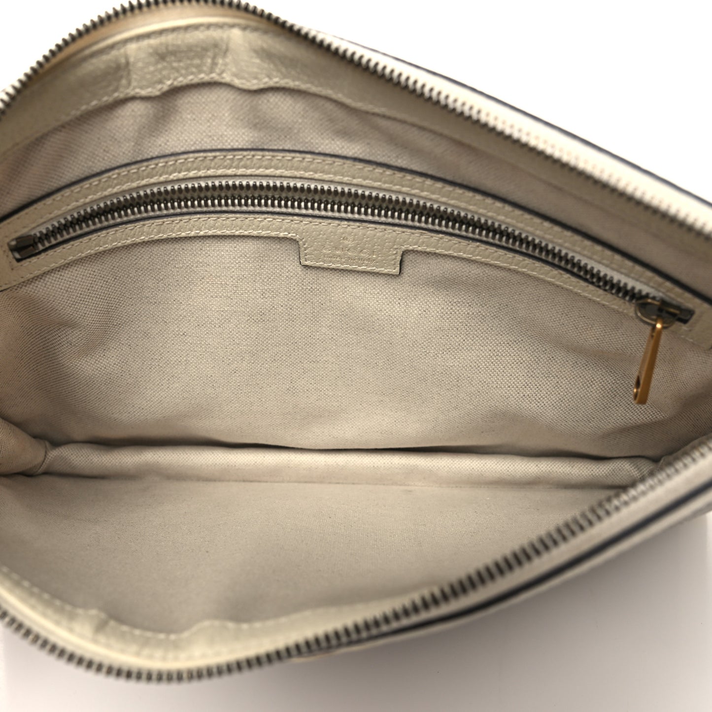 GG Supreme Monogram Web Ophidia Portfolio Pouch Beige Ebony Mystic White