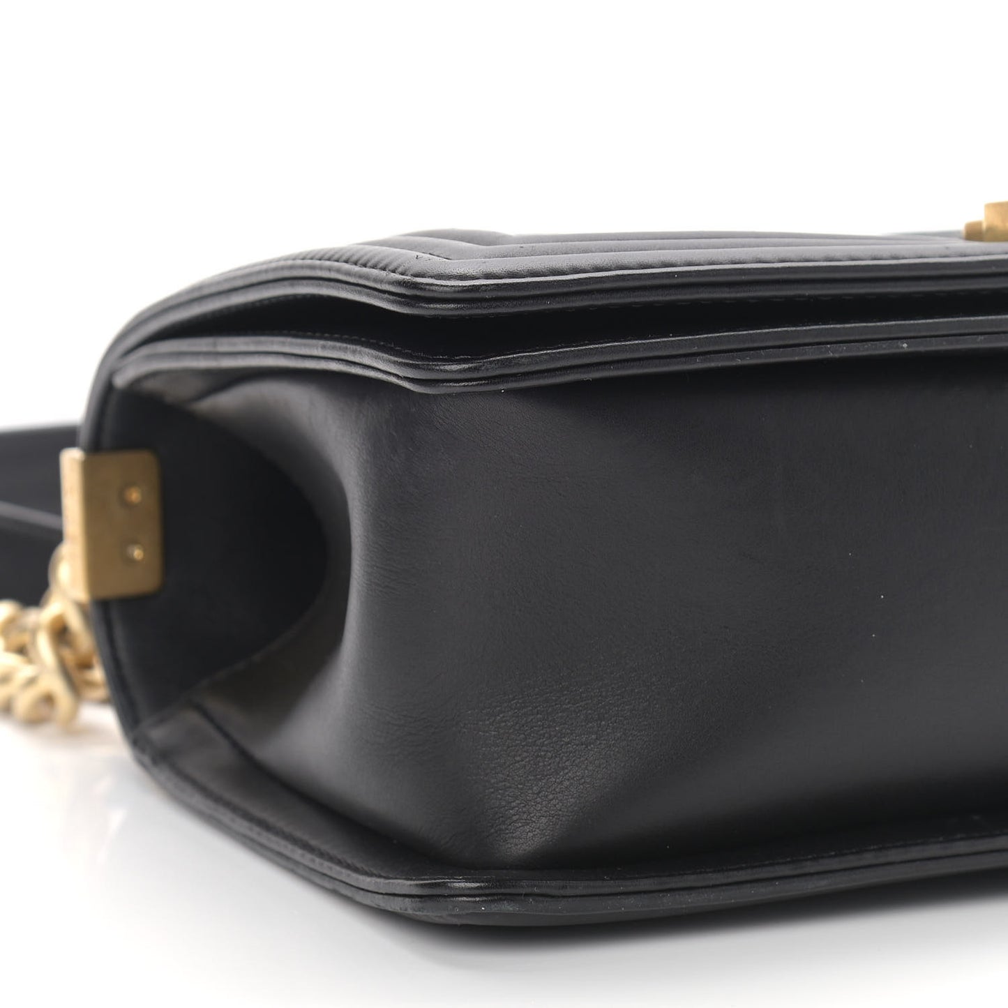 Caviar Suede Calfskin Chevron Medium Boy Flap Black