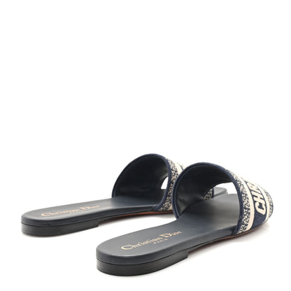 Christian Dior Canvas Embroidered Dway Mules Slide Sandals 35.5 Deep Blue 5 of 9