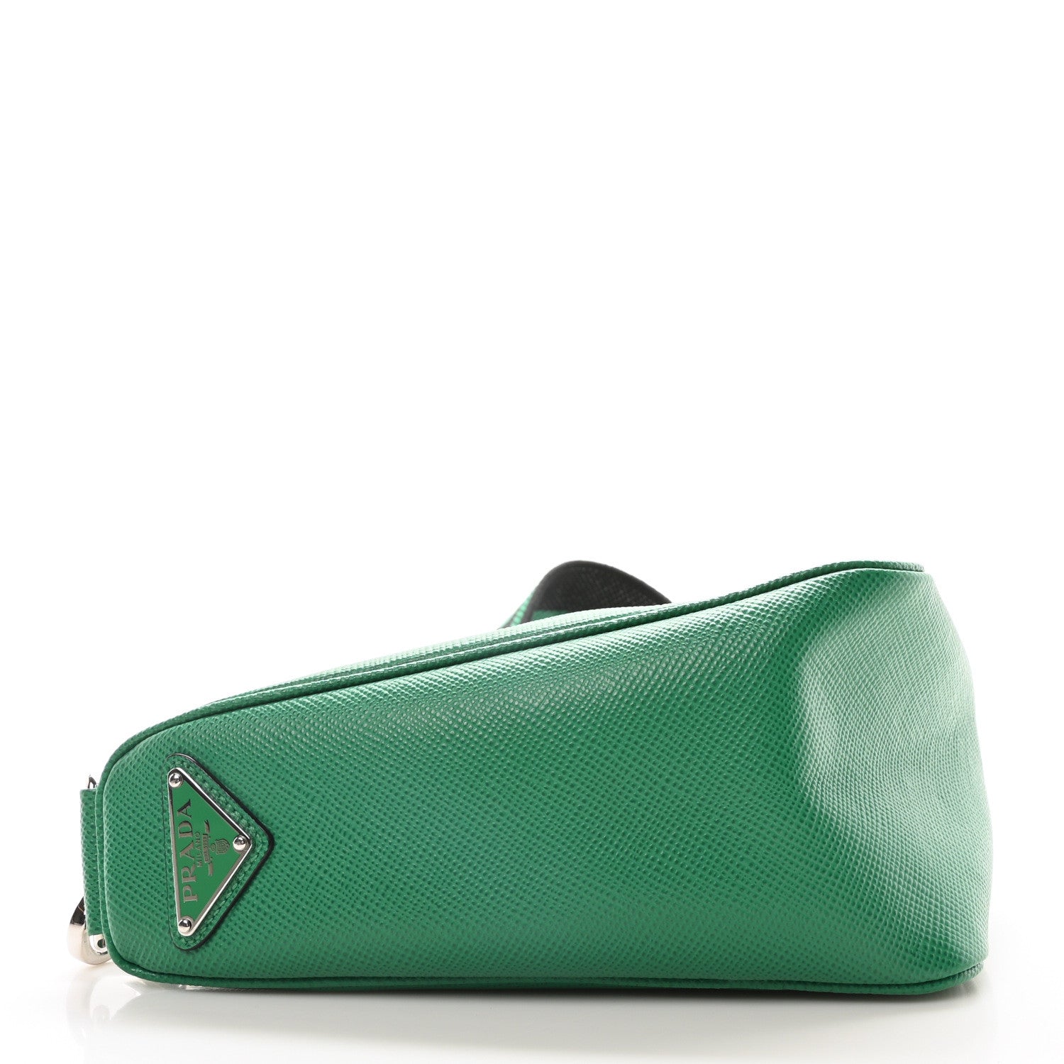 Prada Saffiano Cuir Triangle Logo Embossed Triangle Shoulder Bag