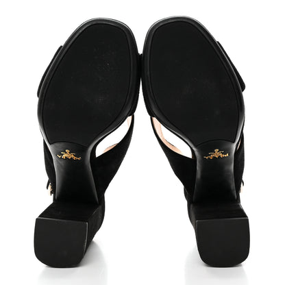 Prada Suede Platform Sandals 38 Black 5 of 15