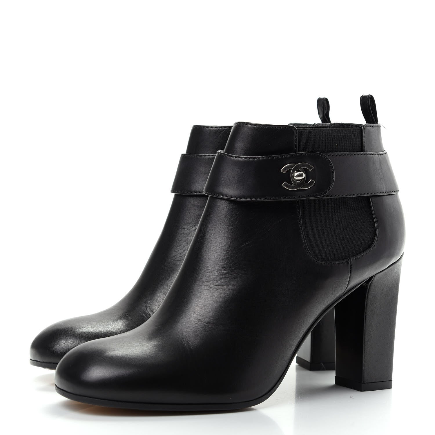 Chanel Calfskin CC Turnlock Ankle Boots 39 Black 3 of 11