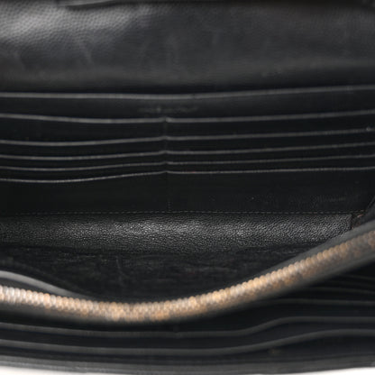 Saint Laurent Grain De Poudre Matelasse Chevron Monogram Monochrome Chain Wallet Black 5 of 13